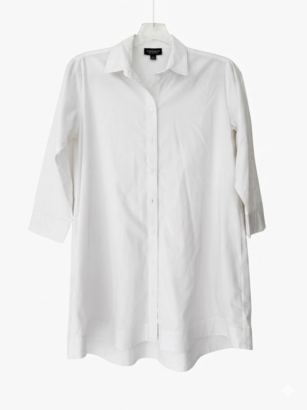 Topshop White tunic/ blouse/ dress features a classic collar and long sleeves